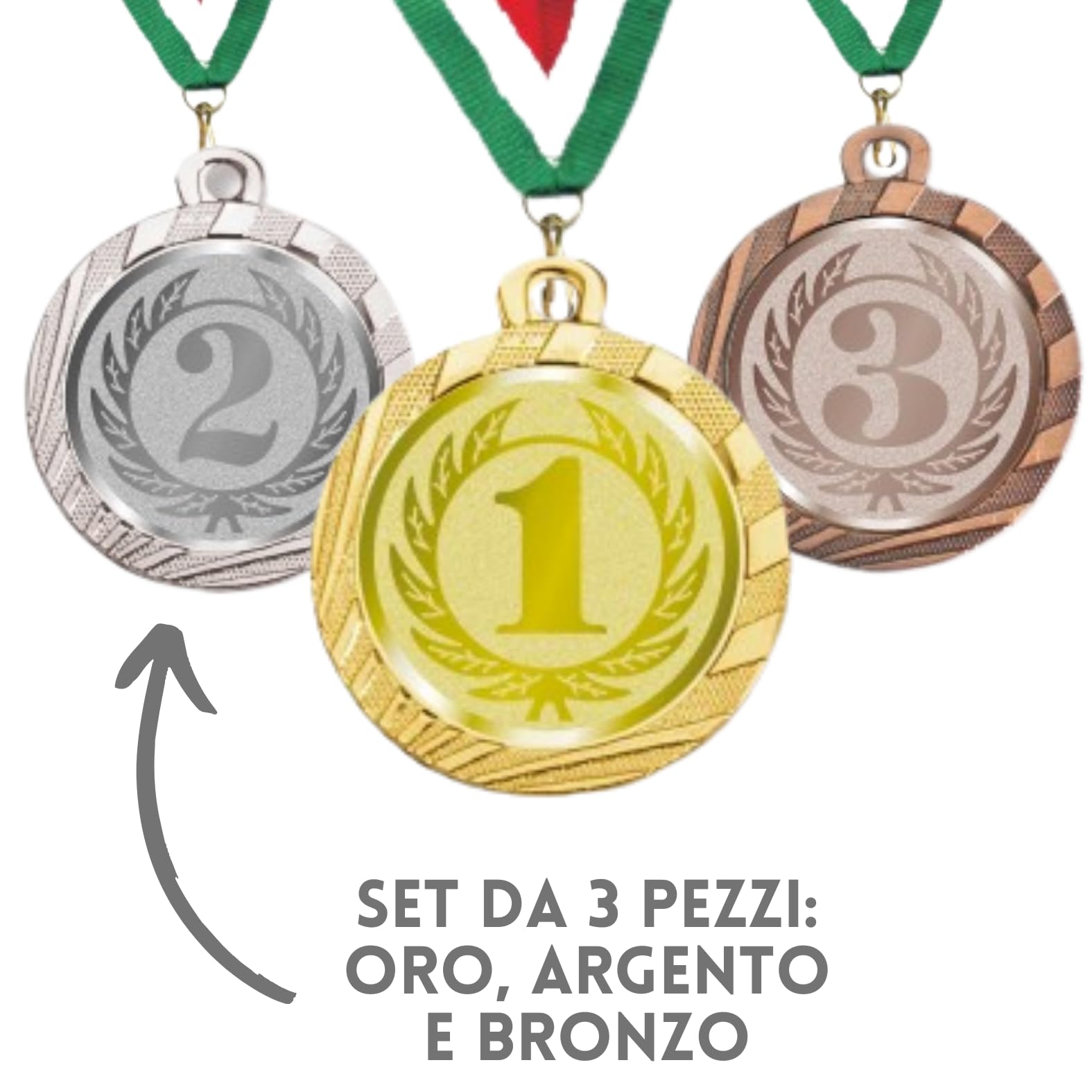 Tris Medaglie Premiazioni Personalizzate da 3,2 cm con Laccetto Medaglia Personalizzabili in Metallo con Stampa Personalizzata, Gare, Calcio, Fantacalcio, Sport | SET-23.008.Y3