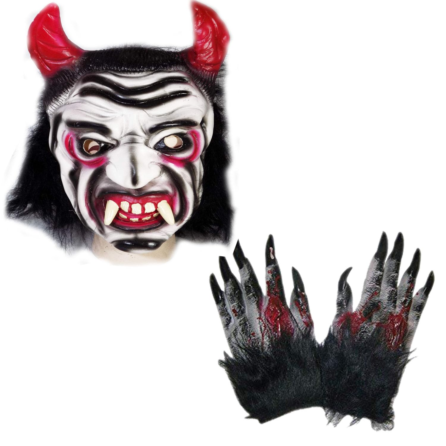 brown leaf Fancy Halloween Horror Face Mask with Pair of Gloves For Holi Halloween Festival Costume Horror Scary Haunted Colour Prank Funny Colourful mask (Style 1) (B0CR1BGX94) Amazon Price History, Amazon Price Tracker