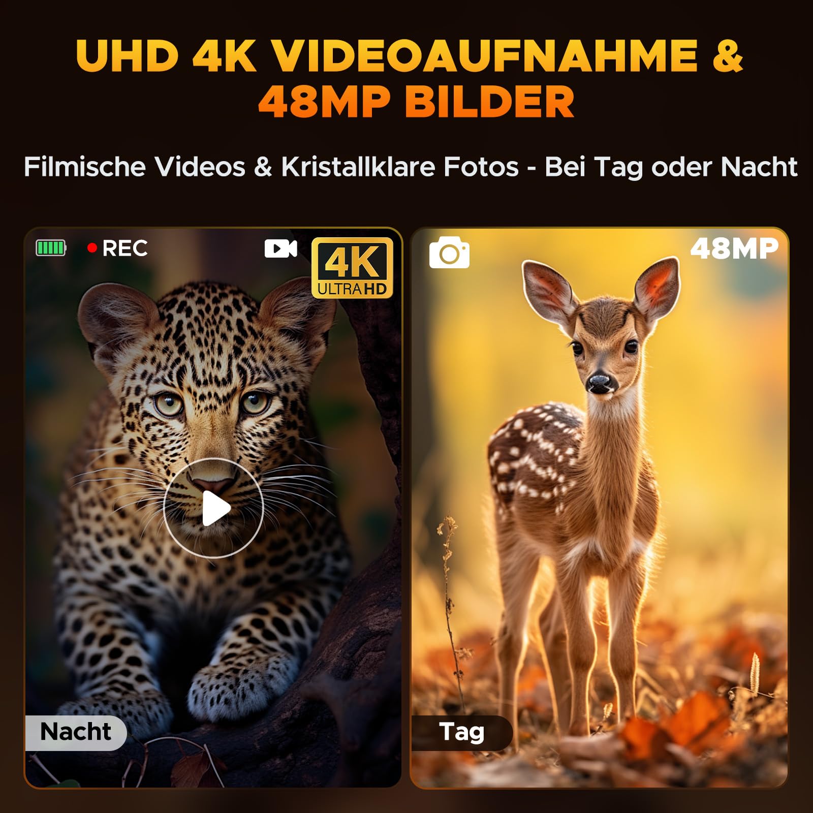 4K 48MP Nachtsichtgerät mit 10-Fach Zoom und 5000mAh Akku für Beobachtungen bis 400m – Ideal für Jagd, Outdoor-Aktivitäten, Camping und Sicherheitszwecke