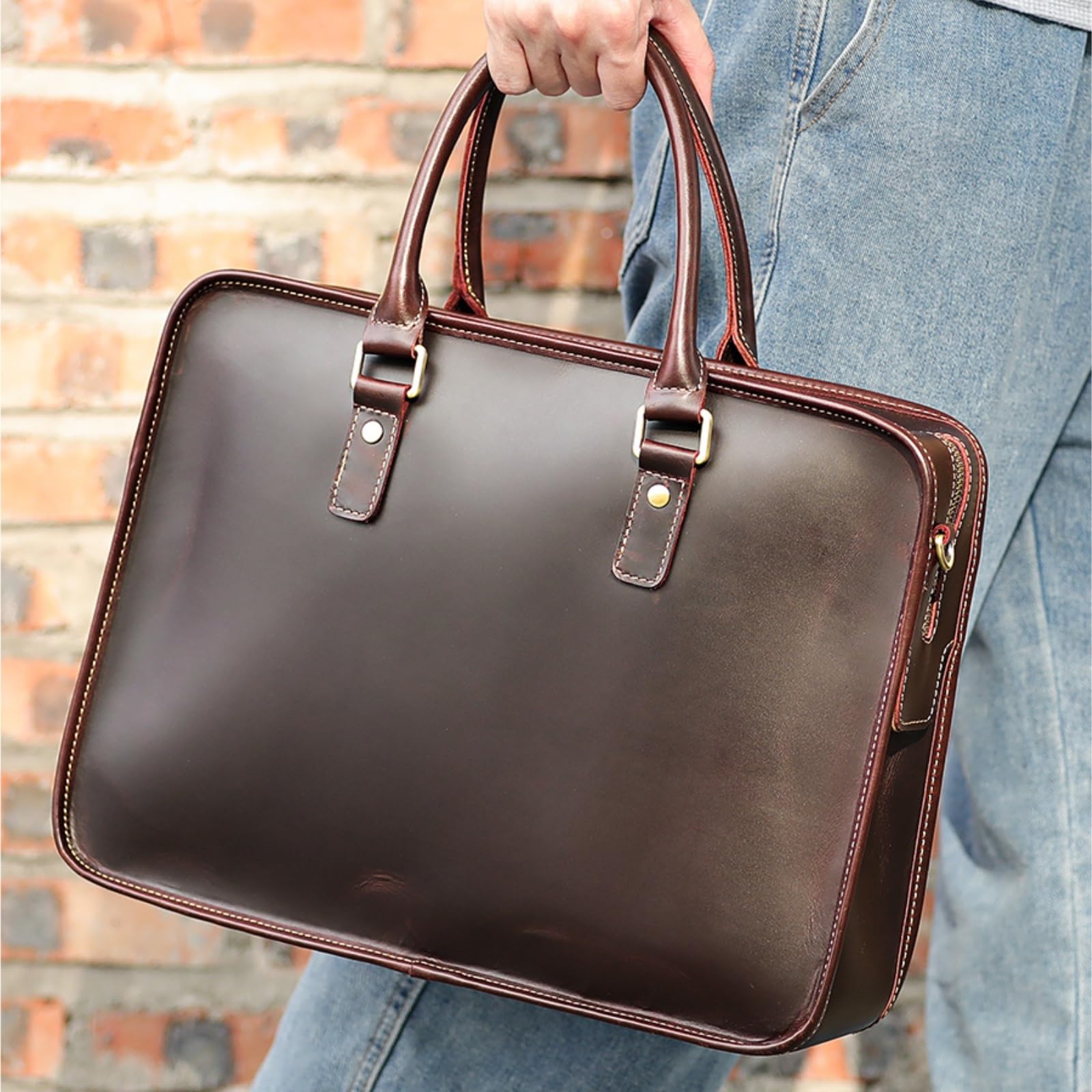 Borsa a tracolla in pelle per uomo 15 pollici Laptop Crossbody