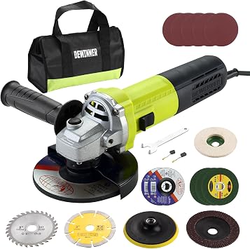 DEWINNER Angle Grinder 1000W 2000-12000 RPM with 20 Accessorie,125mm Corded Angle Grinder with Canvas Handbag, Used for Cutting and Grinding, Polishing, Metal, Wood, Ceramic, Stone