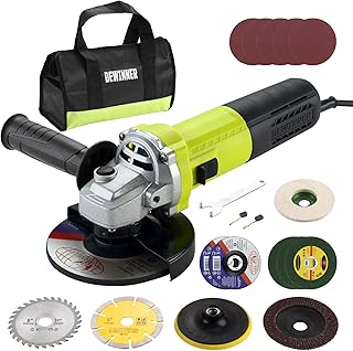 DEWINNER Amoladora Angular 125 MM 1000W 2000-12000 RPM Con 20 Accesorios, Radial Pequeña 125mm, Amoladora Pequeña Para Cortar, Esmerilar y Pulir Metal, Madera, Cerámica y Piedra, Bolsa de Herramientas