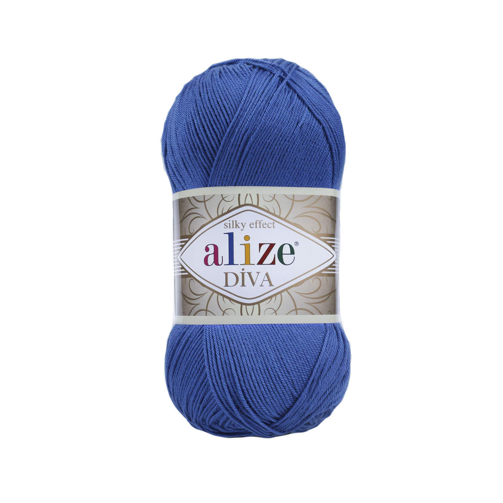 Alize Diva Silky Effect 100% Microfiber Acrylic Yarn Thread Crochet Art Lace Craft Lot of 2 skeins, Each Skein 100g 350m - 132 Royal Blue