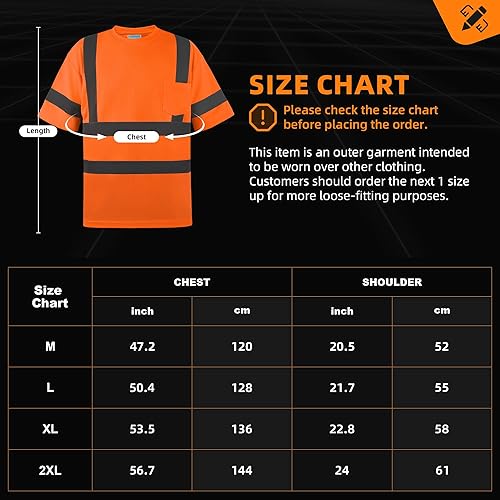 Miniatura 4 de SHORFUNE Camisas de seguridad Hi Vis para hombre, camisas de trabajo reflectantes con cintas reflectantes de proceso de costura, camisas de alta