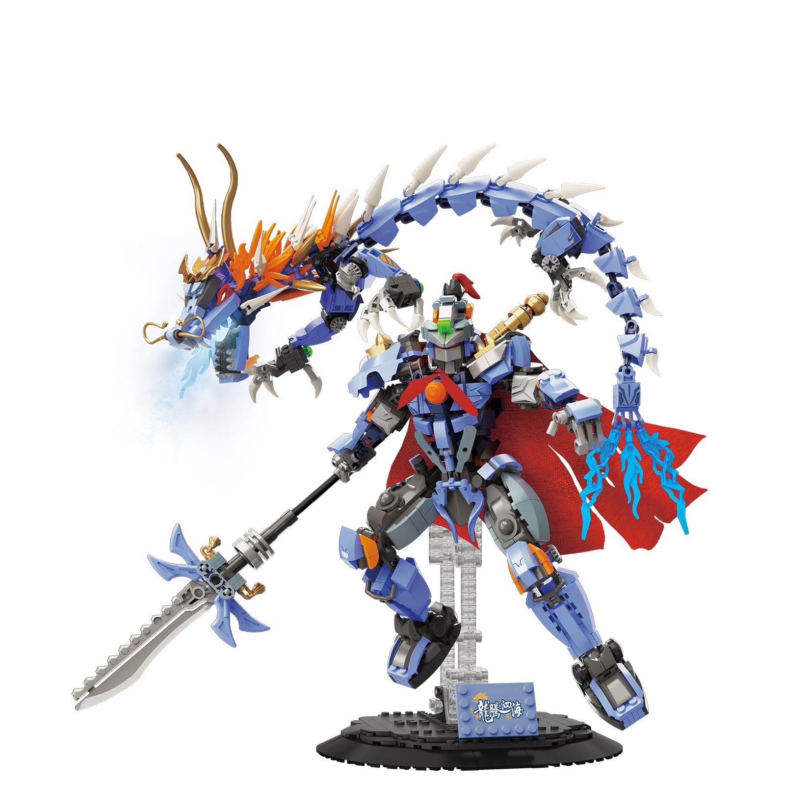 NUTCRACKERMecha Robot with Dragon Building Blocks Set, Dragon Teng Four Sea - Ying Long Building Toy, Mecha Robot Home Collection or Display Model, Birthday Gift for Adult Teens Boys 14+ (1318Piece