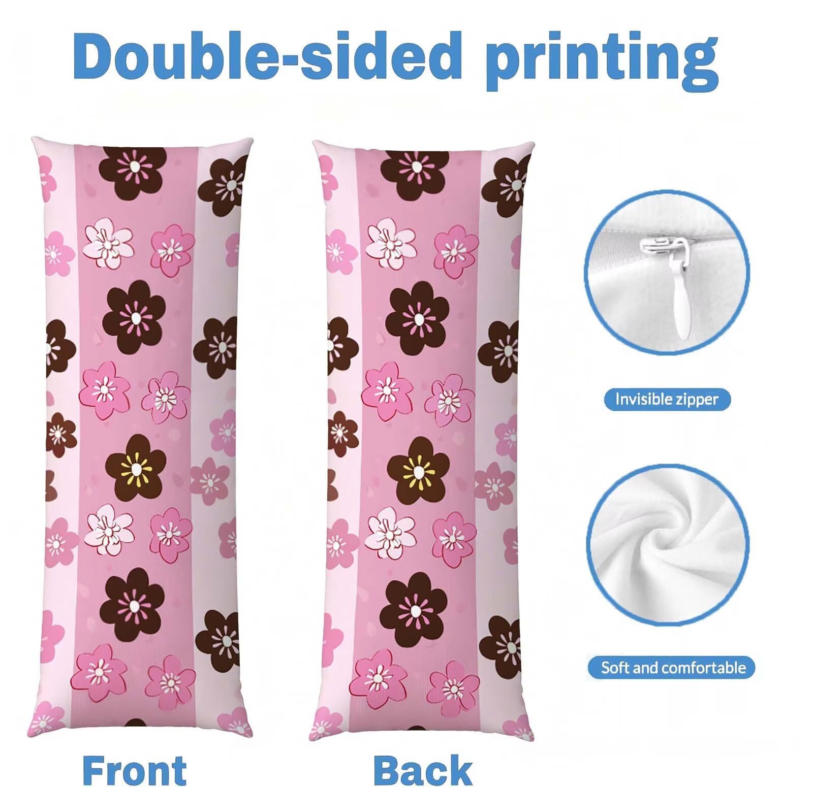 Fodera Cuscino 50 x 150 cm, Rosa-23 Velluto Copricuscini Letto, | con Invisibile Cerniera, Morbida e Traspirante, per biancheria da letto, divano, hotel, chi dorme sul fianco Fiore-7 j-149