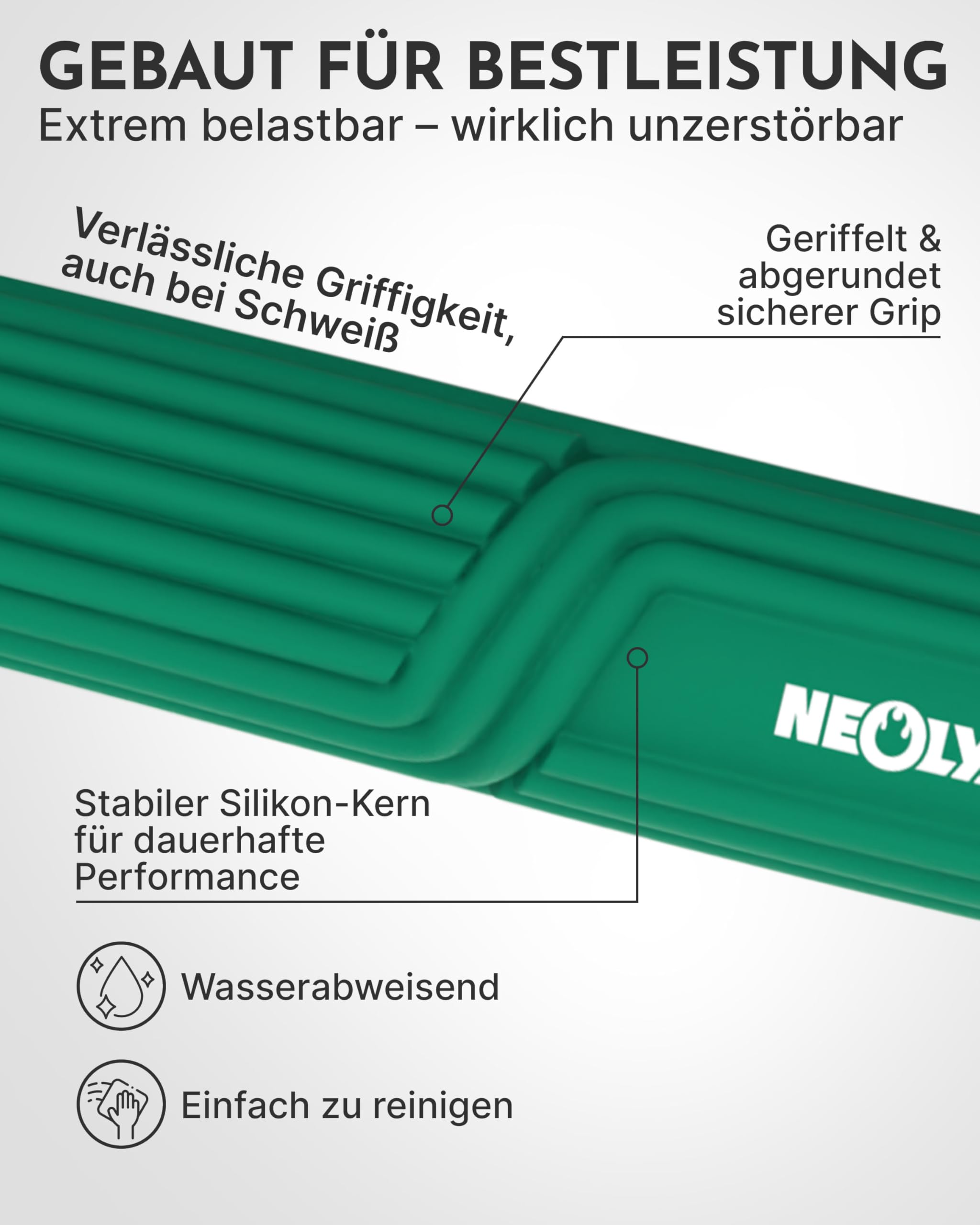 NEOLYMP Handtrainer Unterarmtrainer – Griffkraft & Rehabilitation – Therapy Bar aus Silikon, rutschfest & langlebig – Hand Trainingsgerät inkl. Tragetasche, Übungsheft & E-Book – Grip Strength Trainer