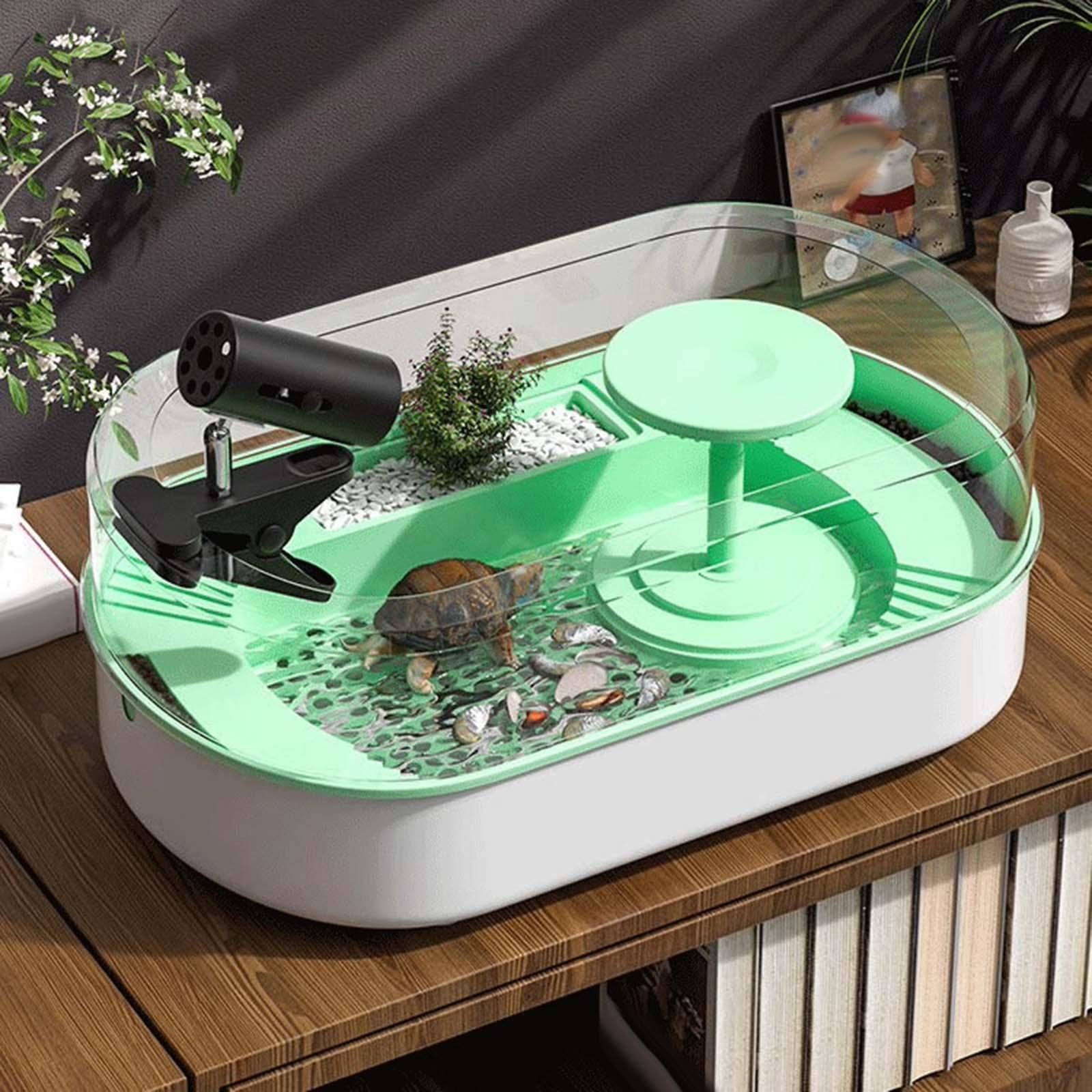 Hábitats para Reptiles Tanque para Tortugas Caja de Alimentación para Tortugas de Agua Dulce Lago para Tortugas de Agua Dulce Mascota de Agua Dulce de, Verde