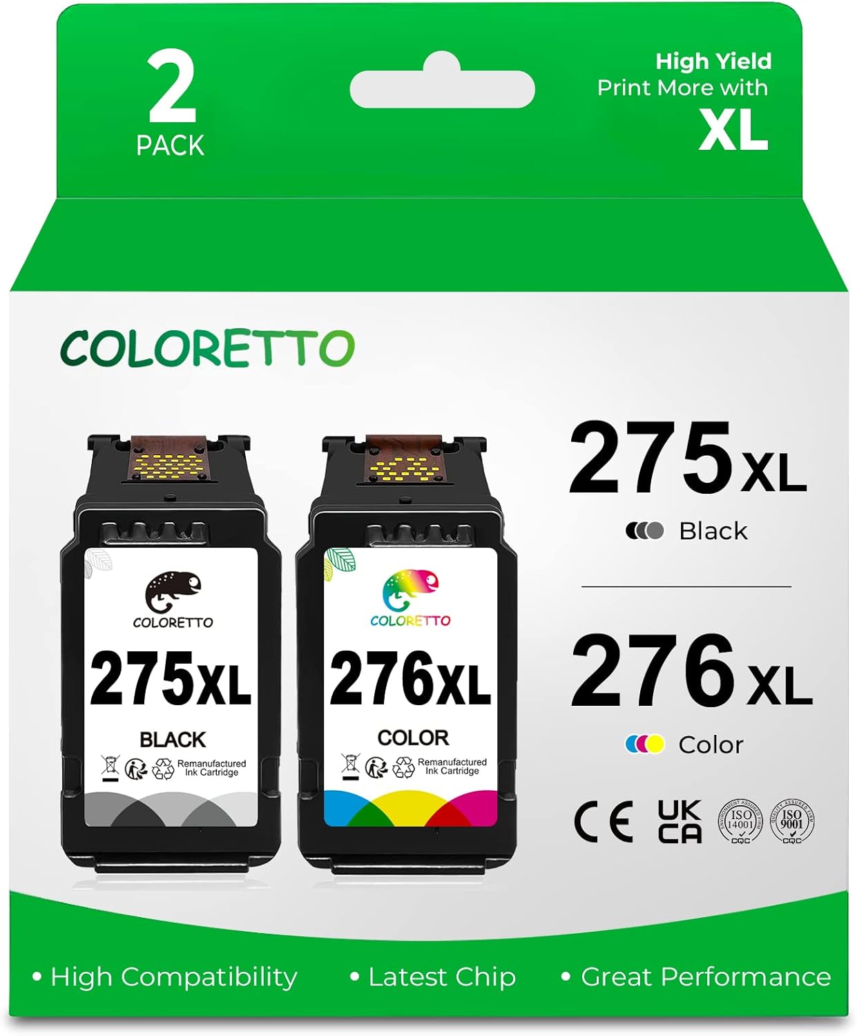 COLORETTO Ink Cartridges 275 276 XL for Canon Pixma TR4725 TR4722