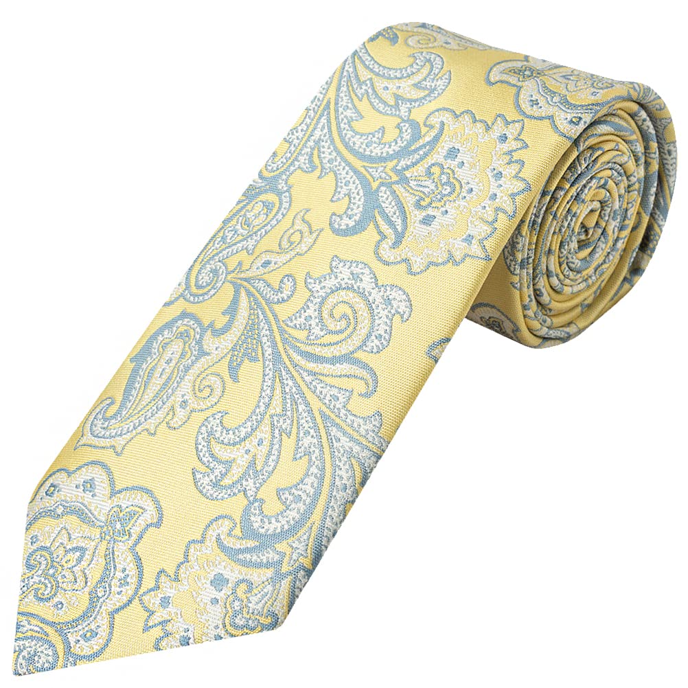 Ties R Us Men's Yellow And Blue Paisley Classic Tie