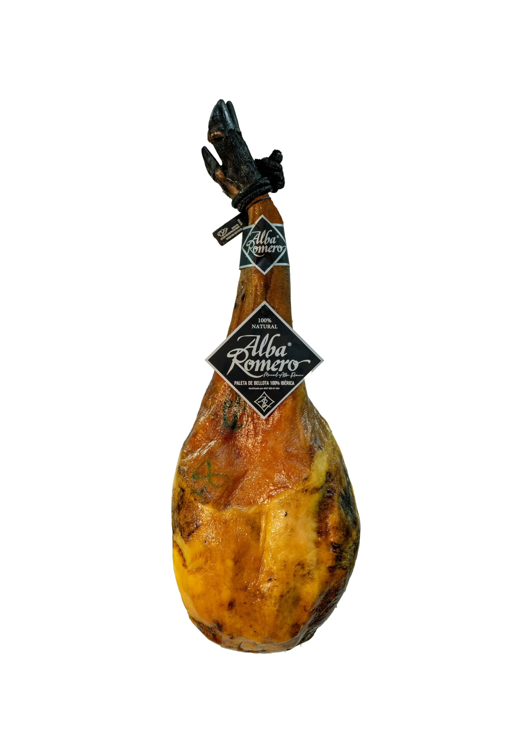 Estuche de Paleta de Jamón de Bellota 100% Ibérica loncheada y envasada al vacío de Peso aproximado de 5 KG | Incluye taquitos de jamón | Cortado a mano | ALBA ROMERO |