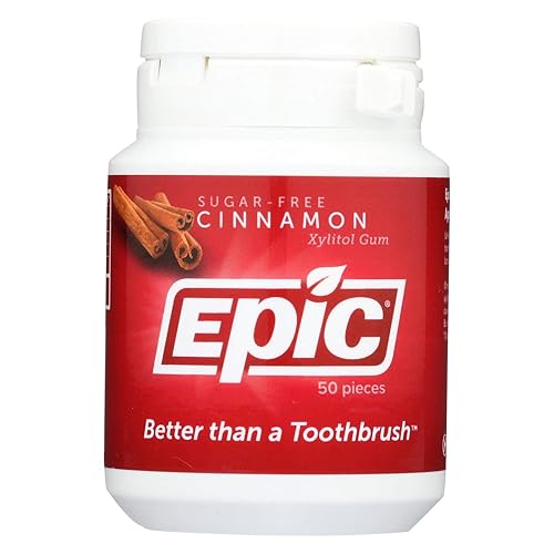 Epic Dental - Paquete de 2 chicles de canela endulzados con xilitol - 50 unidades - Sin gluten - Sin trigo - Vegano