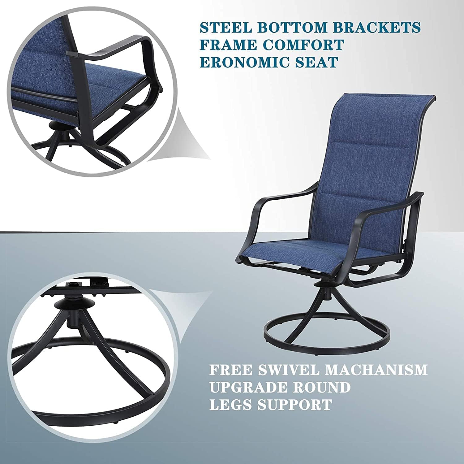 Sports Festival Patio Chairs Set of 6 Outdoor Dining Chair Metal Swivel Chairs with Textilene Fabric High Back Mesh Armchair for Backyard Deck Garden, Blue : Patio, Lawn & Garden