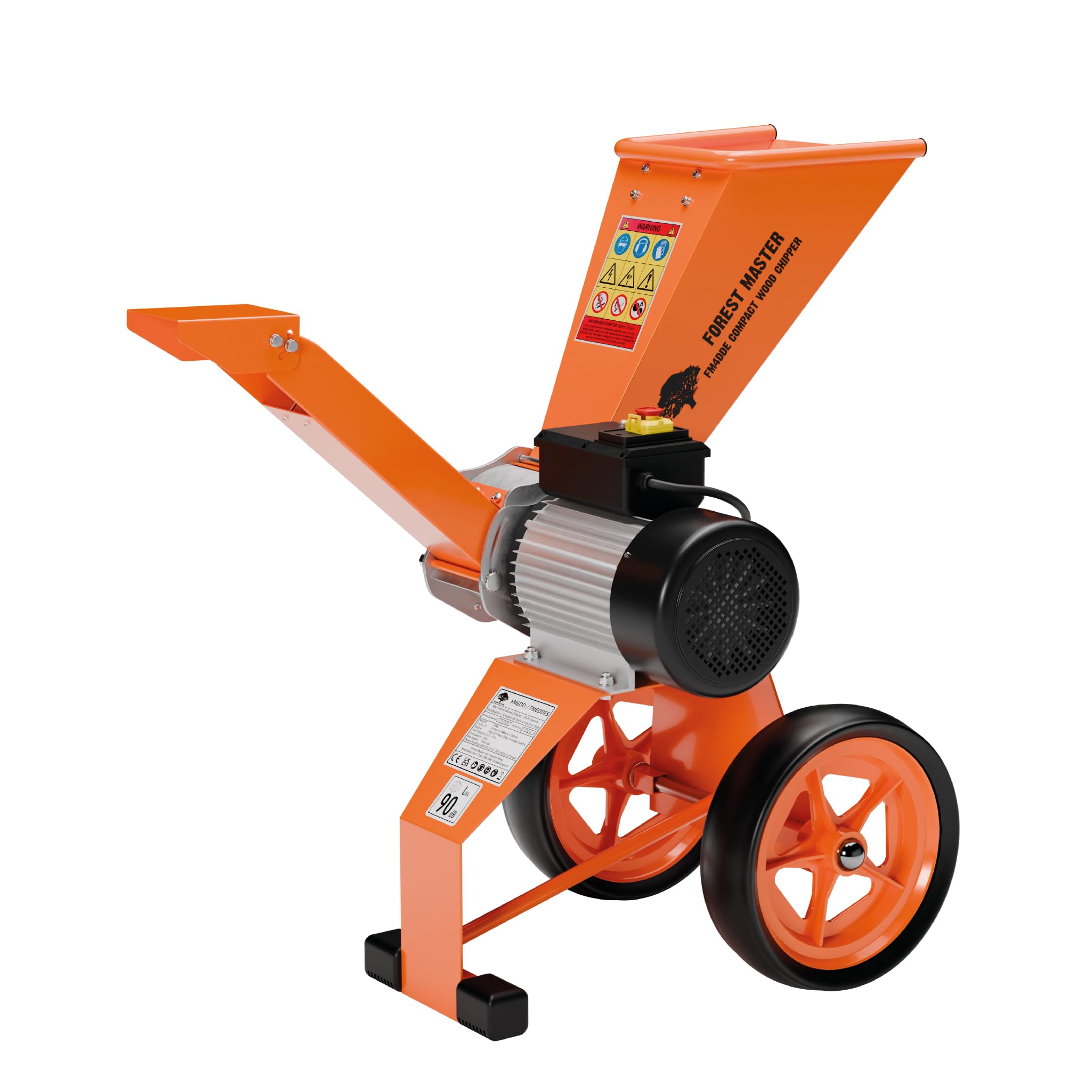 FM4DDE-EU-ADJ Cippatrice Elettrica 4hp con Tramoggia Rotante – Trasmissione Diretta, Compatta e Portatile – Sminuzza Rami fino a 50 mm di Diametro con Sistema Anti-Blocco Migliorato e Spina EU