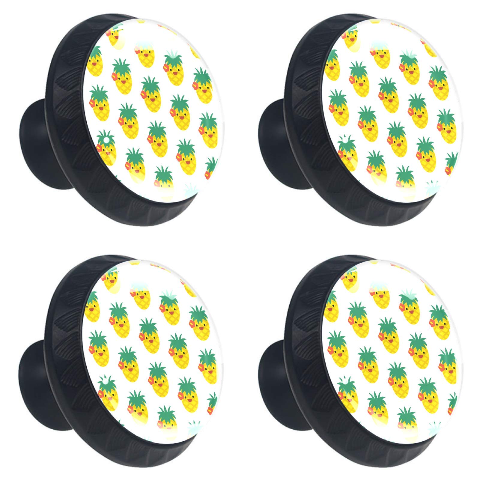 Boutons de meuble ananas ronds en verre poignee de tiroir design exotique 30 mm