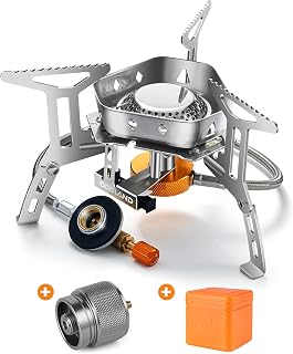 Odoland 3500W Windproof Camping Gas Stove - Portable Collapsible Burner with Piezo Ignition, Carry Case for Hiking Backpacking