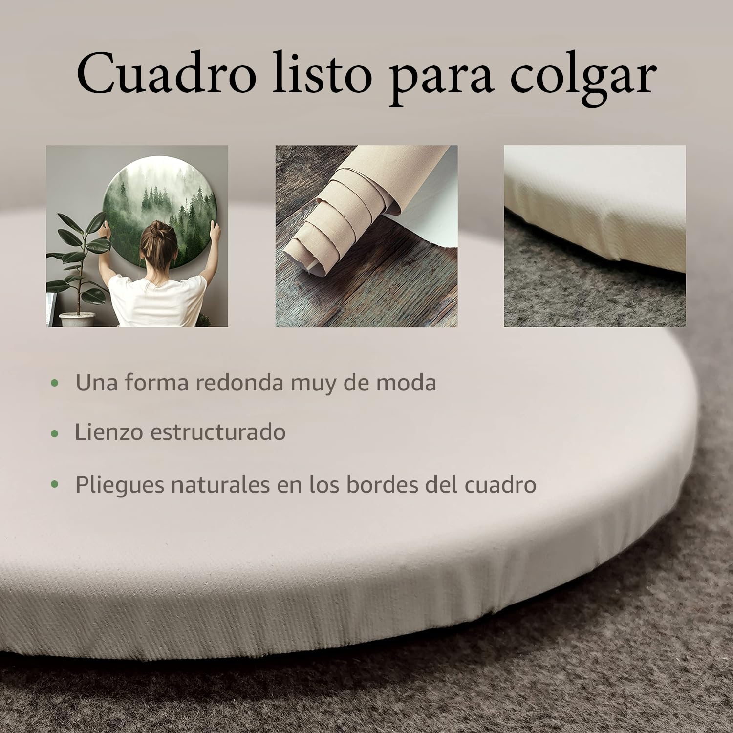 murando Cuadro Redondo en Lienzo Blanco Flores 60x60 cm Impresión de 1 parte Material Impresión Artística Imagen Gráfica Decoracion de Pared Naturaleza planta Panorama b-B-0112-bc-a