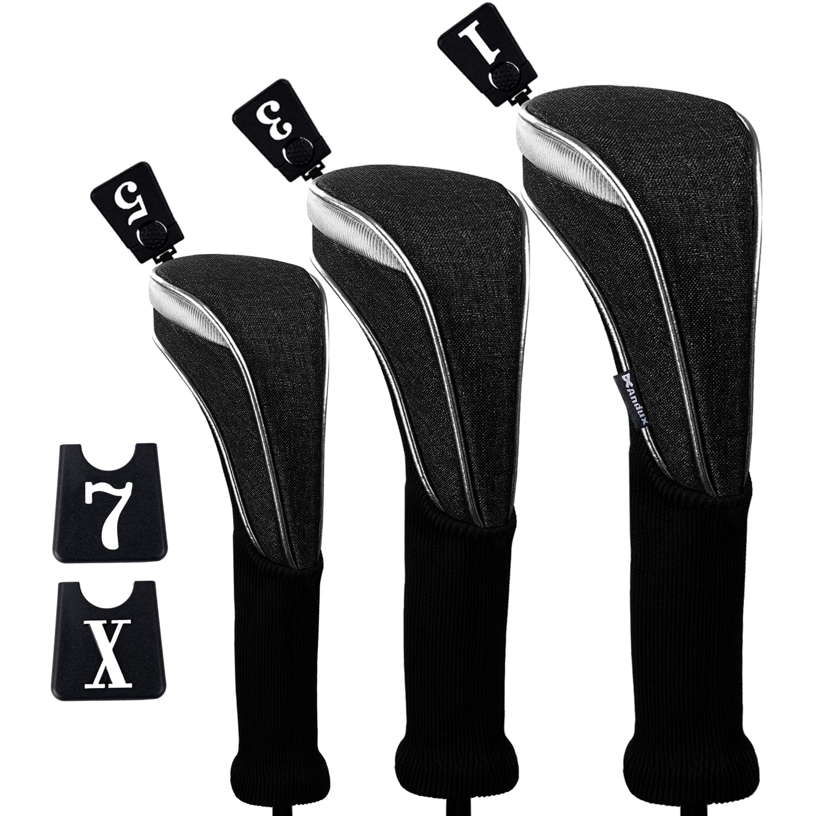 Andux Golfschlägerhauben aus Nylon, 460 cc, langer Hals, 3 Stück