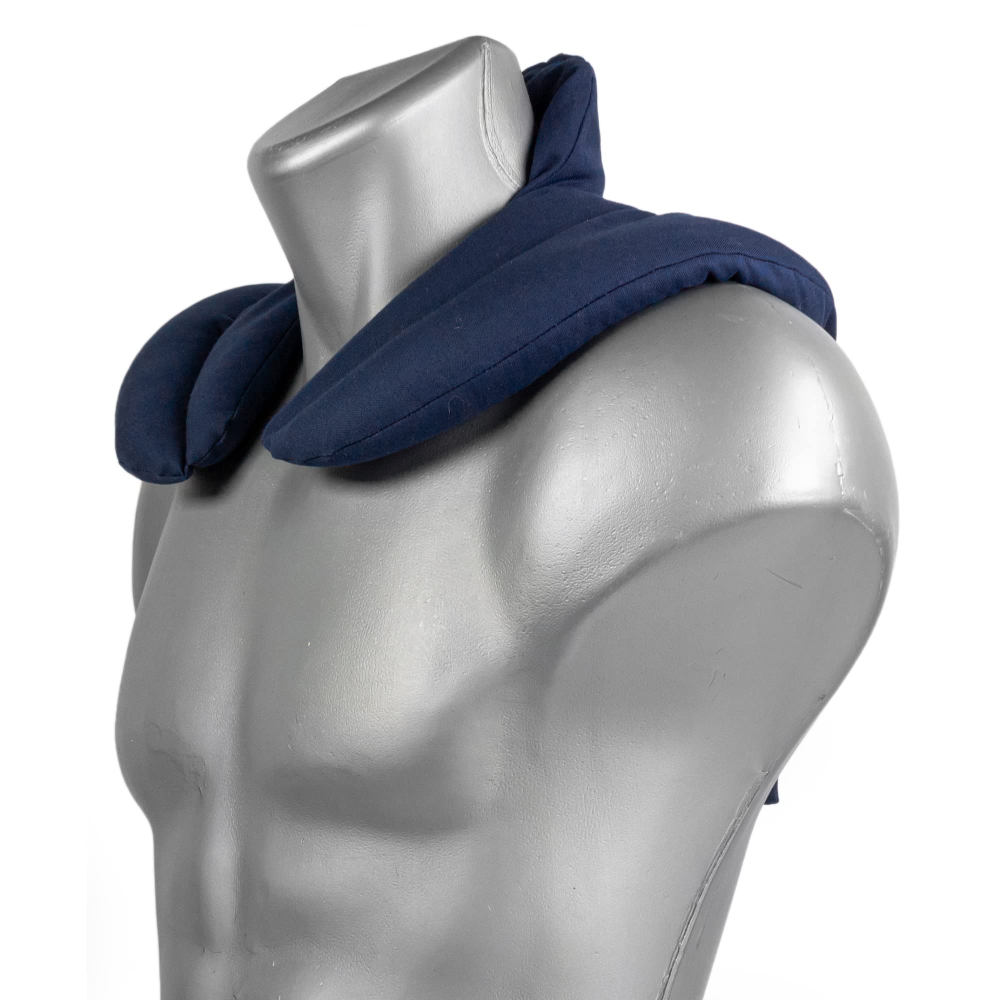 Cuscino per il collo con forma a U per l'area cervicale - Collo + Spalle + Schiena - Cuscino con noccioli di ciliegia - Cuscino termico - Cuscino per il collo - blu scuro