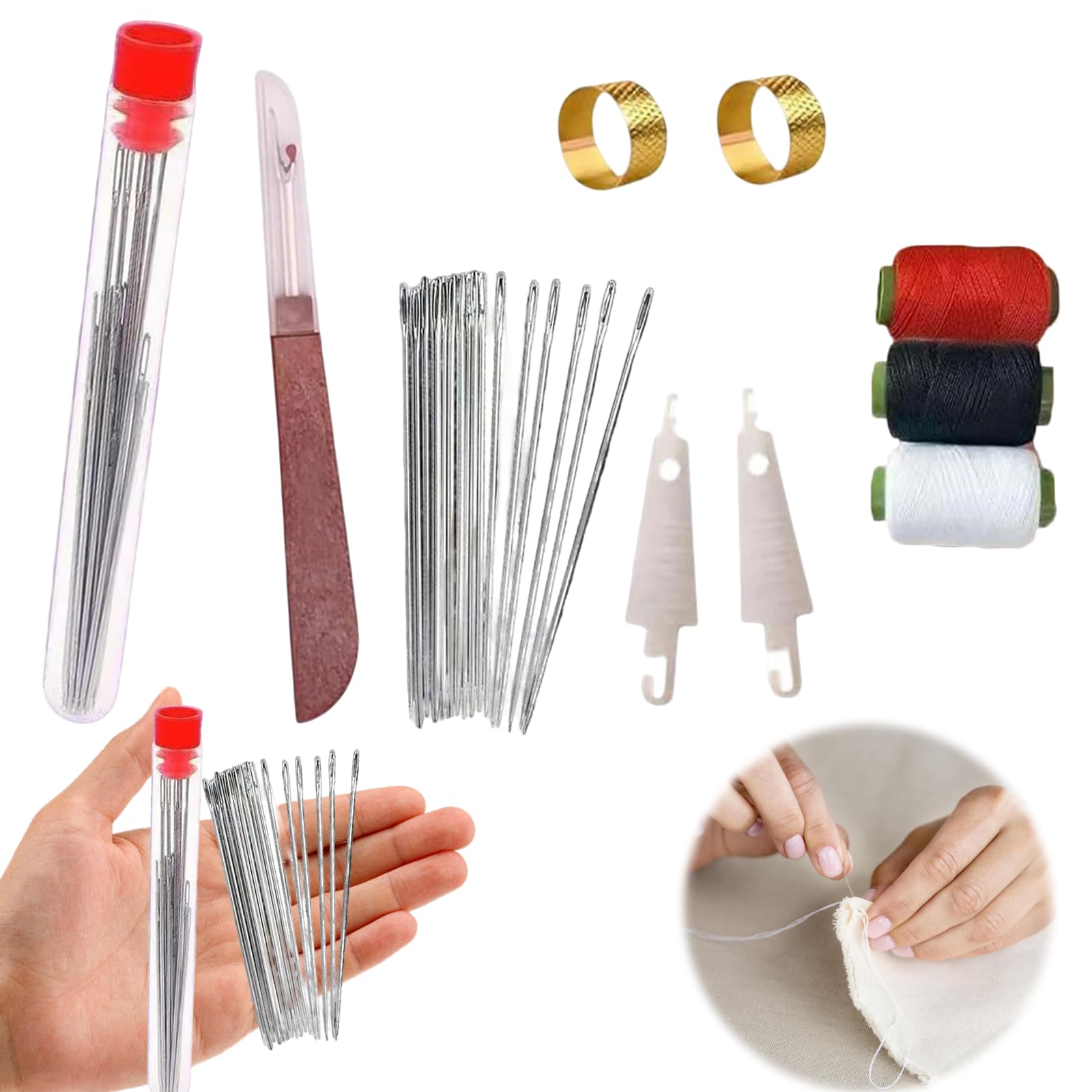 37Pcs Sewing Tool Set, Needle and Thread Kit,Needles Thread Hand Repair Tools,DIY Hand Made Craft Set, Sewing Working Kit for Beginners (1PCS)