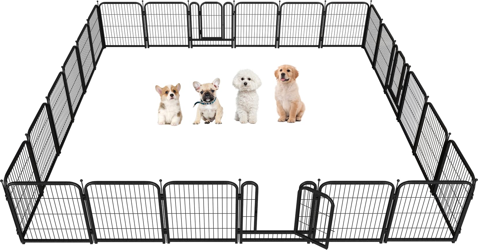 Petorldog Dog Fence for Outdoor Use, 80cm H, 24-Panel Metal Dog Pen