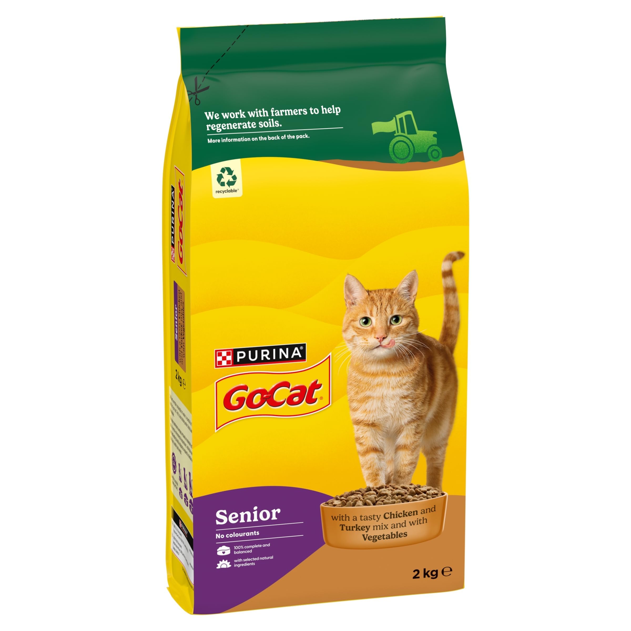 GO-CAT Senior 7+ Dry Cat Food Chicken 2kg (Pack of 4) - 2