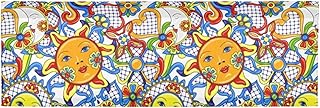 Colorful Mexican Traditional Talavera Ceramic Ethnic Folk Motifs Window Kitchen Curtain, Window Curtain Panel, Short Curtains for Home kitchen Living Room Bedroom Cafe Hotels Decor 54 x 18 inch