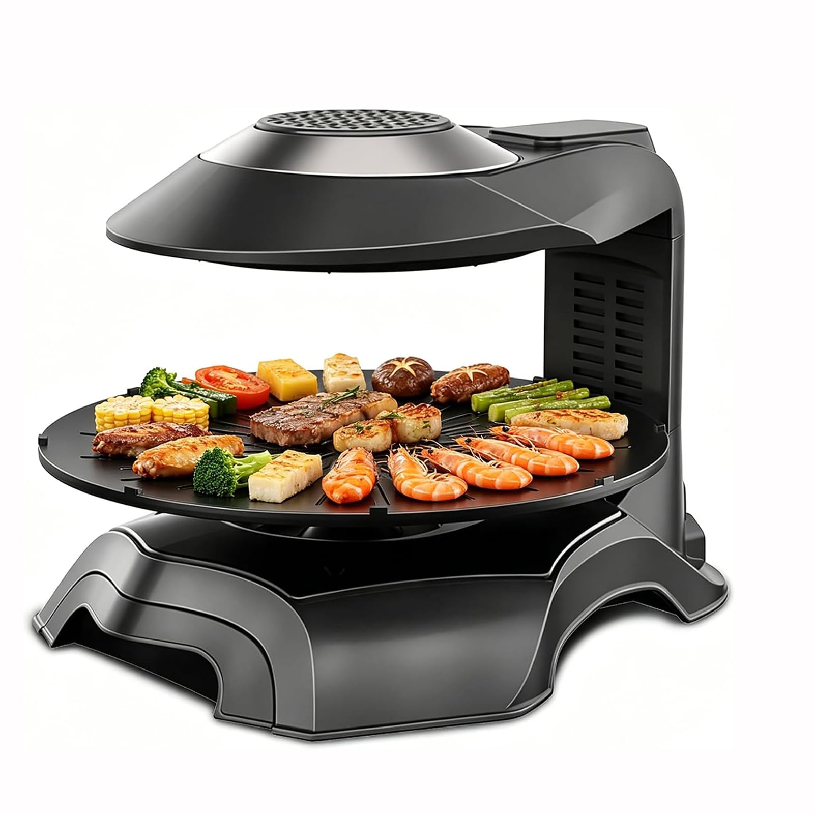 YXZQLOZ Smokeless Electric Griddle, Smokeless Electric Grill Indoor with Timing Function Automatic Rotation And Removable Baking Pan, Adjustable Temperature for Family Camping