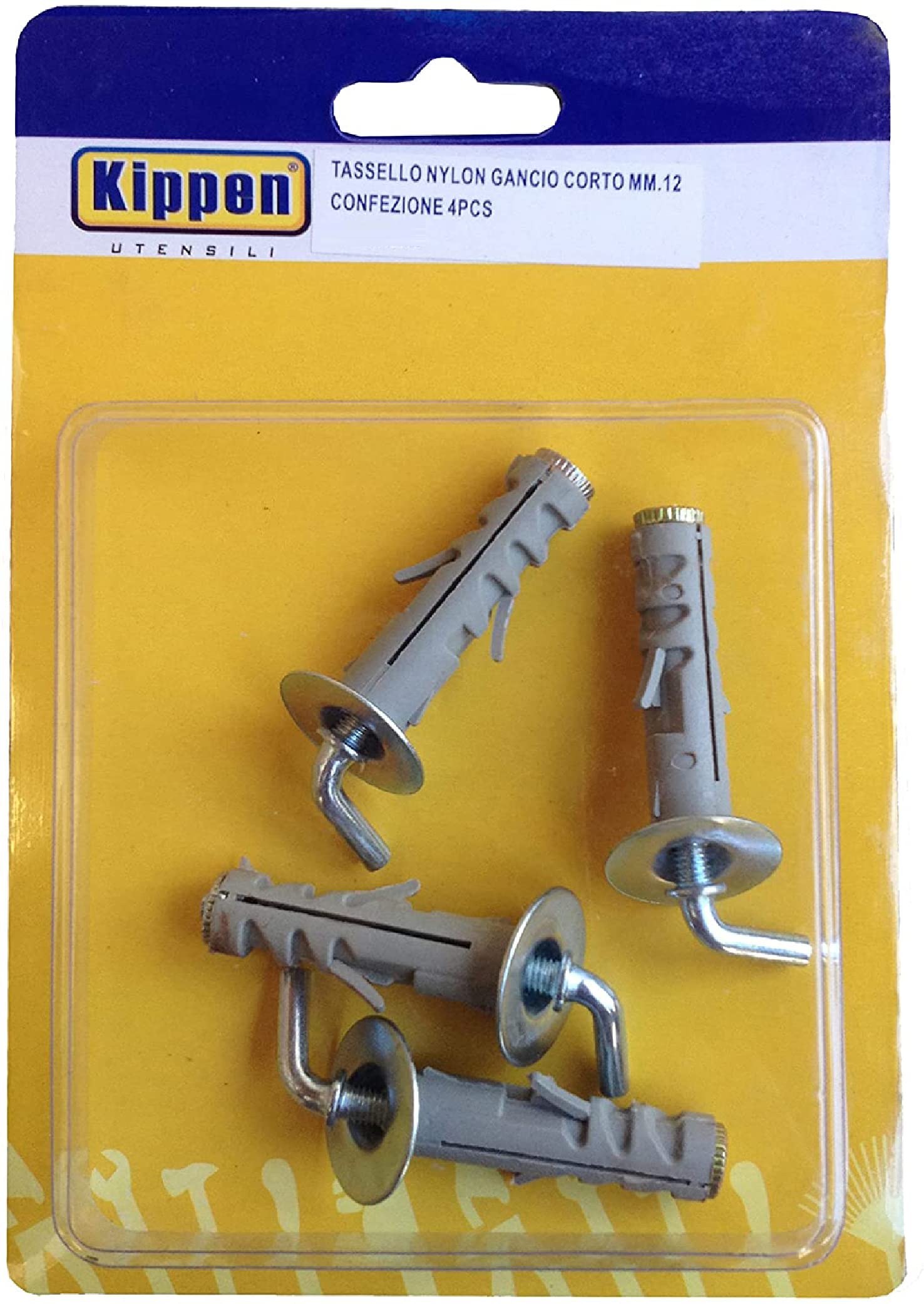 Kippen 9022A2 Kit consisting of 4 Dowels for Expansion Fixing mm.12 with Short Hook