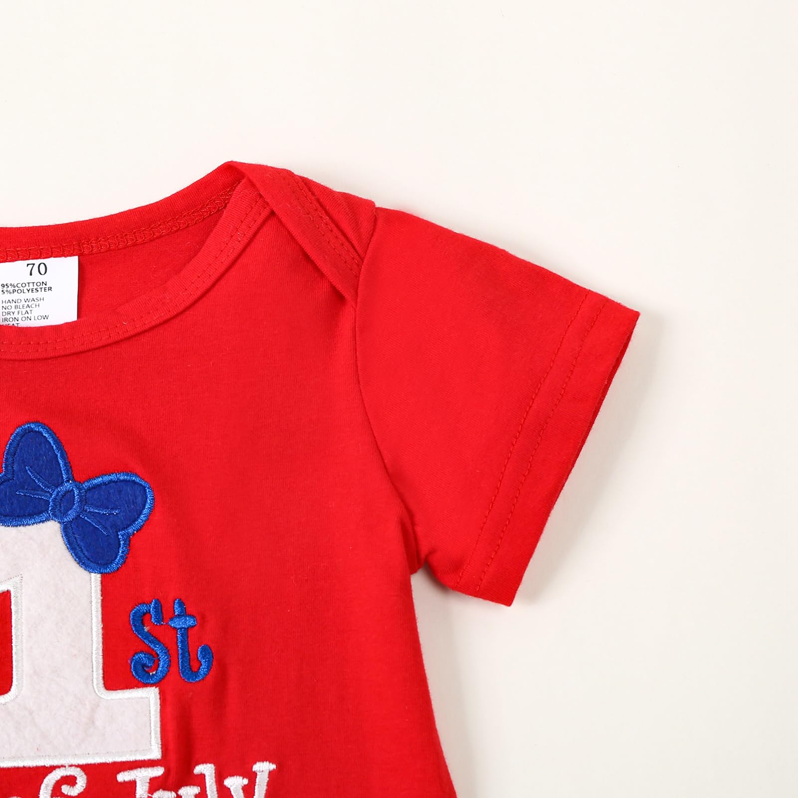 Ayalinggo My 1st Fourth Of July Baby Girl Outfit Newborn Short Sleeve Romper Lace Star Skirt Headband Independence Day Infant Clothes (Red 1st, 0-3 Months)