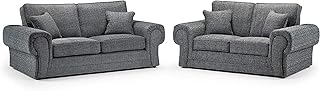 Grey Fabric 3+2 seater sofa - 3 Seater suite - 2 Seater Settee - Sofa sets for living room - cheap Corner couches with cushions-004