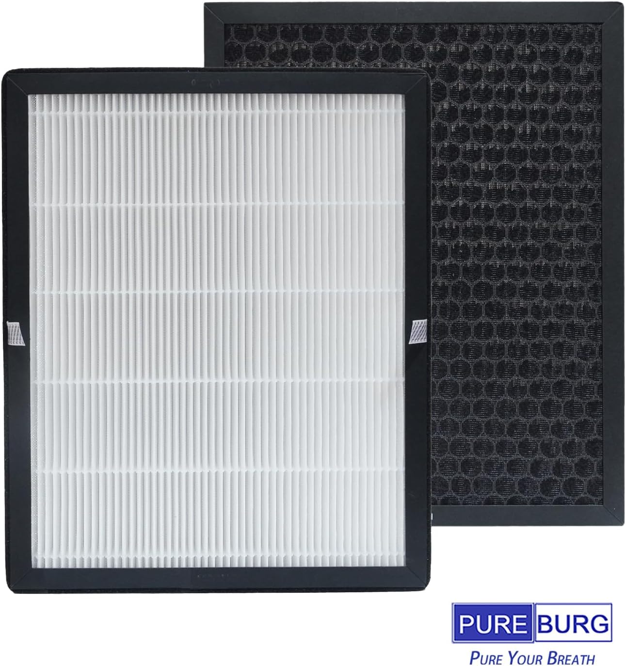 PUREBURG Replacement Filter Compatible with RENPHO R-HAU03 Air Purifier,2-Pack H13 HEPA 3-Stage Filtration Activated Carbon 2-in-1
