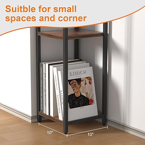 Miniatura 7 de Mesa cuadrada de 10 pulgadas de ancho con patas ajustables, mesa auxiliar pequeña de 3 niveles para apartamentos, balcón y oficina, ahorra espacio,