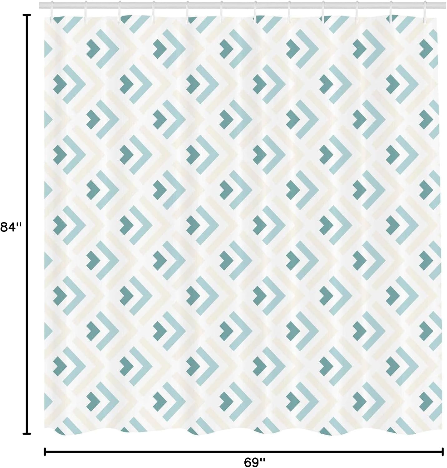 Ambesonne Abstract Shower Curtain, Arrows Pattern in Minimalist Symmetric Geometric Retro Design, Cloth Fabric Bathroom Decor Set with Hooks, 69" W x 84" L, Pale Peach Turquoise
