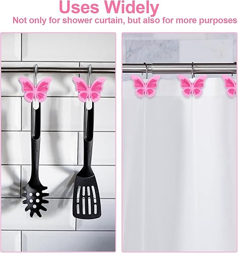 Miniatura 3 de AGPTEK Ganchos decorativos de mariposa para baño, habitación de bebé, dormitorio, sala de estar (rosa)