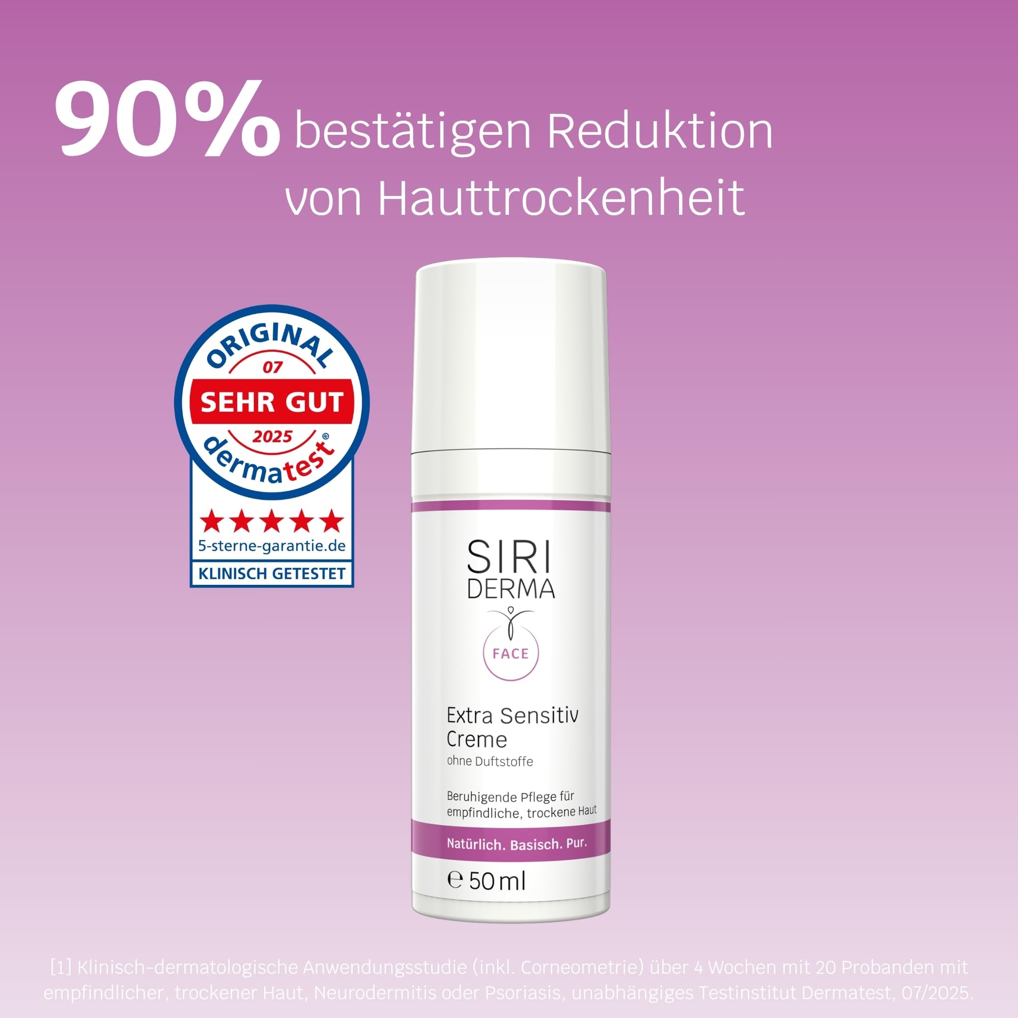 SIRIDERMA Extra Sensitiv Creme | Basische Gesichtscreme für sensible, sehr trockene Haut | Auch bei Neurodermitis, Psoriasis (ohne Parfum, 150 ml)