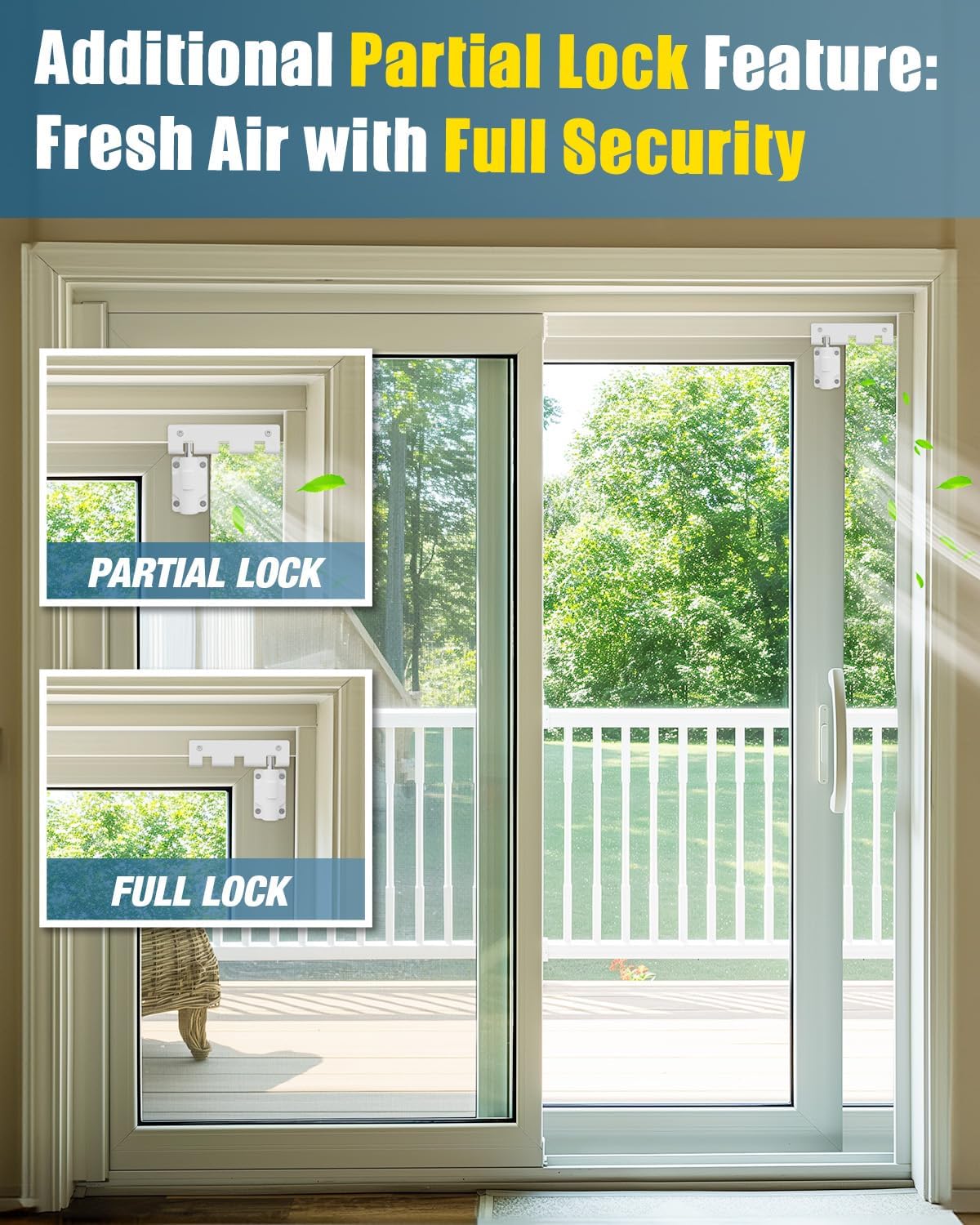 Sliding Door Lock Window Locks for Patio Sliding Glass Door Foot Locks for Front Door Security Bar Stoppers Top Horizontal Childproof Keyless Safety Lock from Inside Home Apartment Hotel Essentials