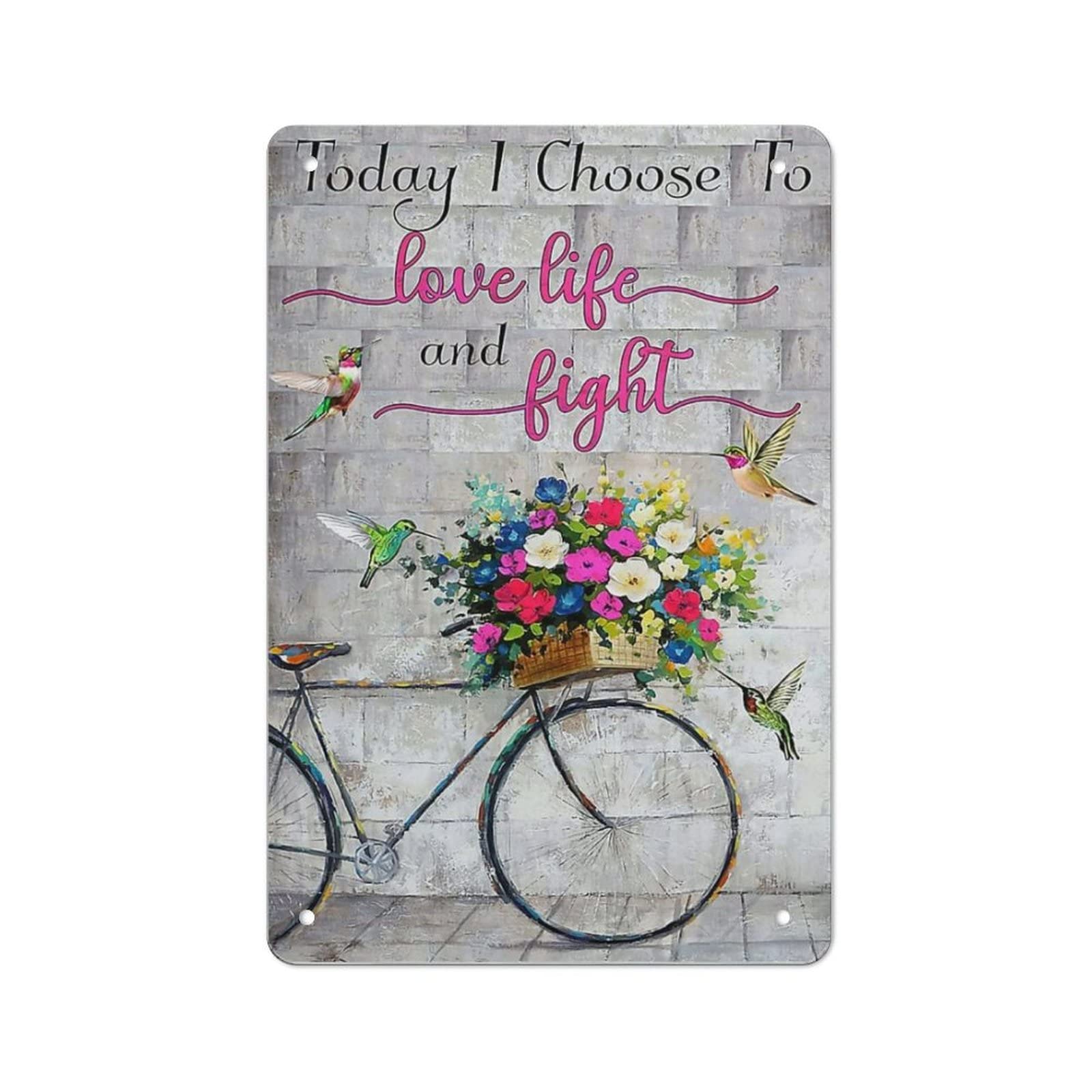 AOOEDM Today I Choose To Love Life And Fight Vintage Tin Sign Metal Tin Signs for Man Cave Funny Art Wall Plaque Kitchen Bar Pub Coffee Shop Wall Decor