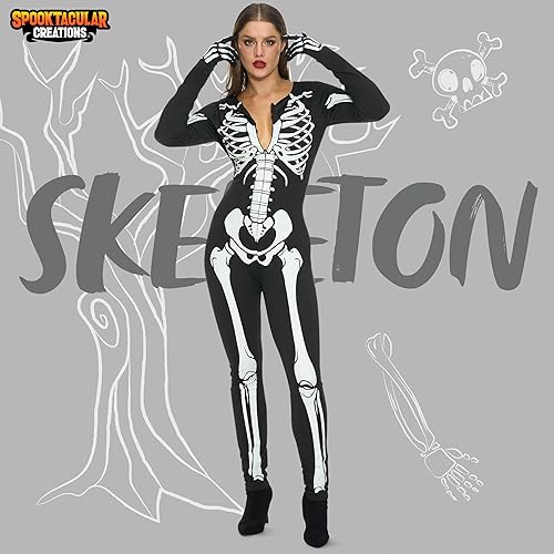 Miniatura 2 de Spooktacular Creations Womens Skeleton Costume Glow in the Dark, Halloween Skeleton Bodysuit, Halloween Costumes for Adult
