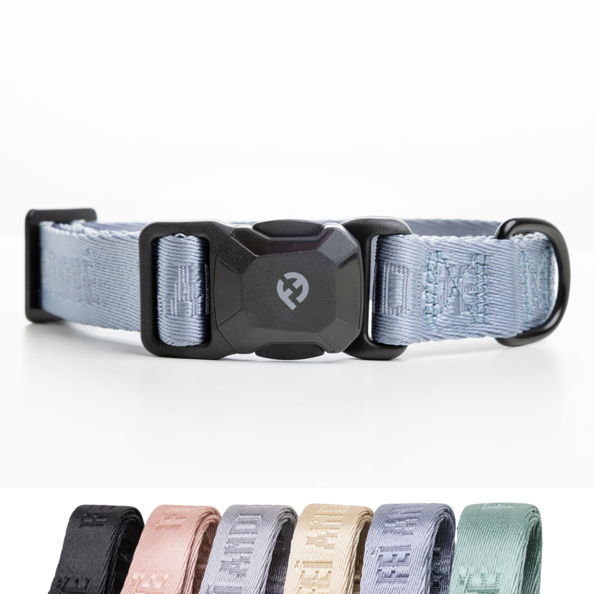 Fei & Eve MagEase - Collare per cani 2026, con fibbie magnetiche brevettate, sicuro per la pelliccia, nylon 210D di alta qualità, a prova di fuga, 204 kg, vestibilità regolabile, taglia L, blu scuro