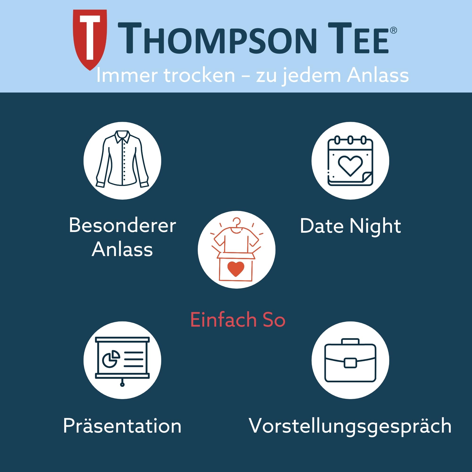 The Thompson Tee Anti-Schweiß Kurzarm-Unterhemd mit Achselschweiß-Polstern - Enge Passform