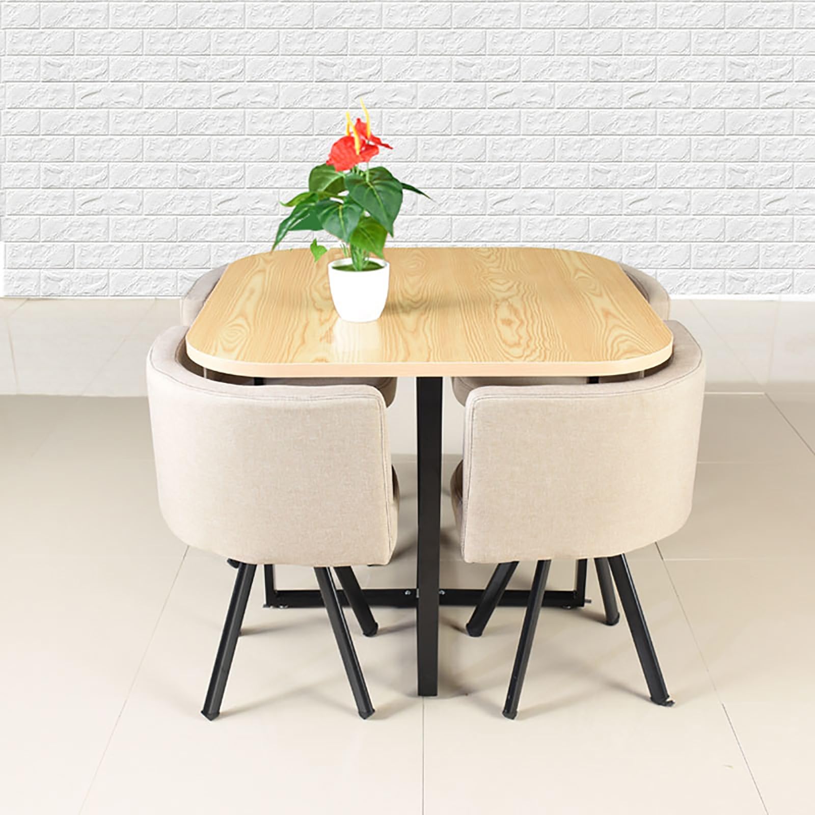 Ensemble Table et chaises carrées pour 4 Personnes - Combinaison élégante de Table et 4 chaises pour Salon, Balcon, Bureau - Ensemble Table Basse et chaises Modernes - Parfait pour Les Repas