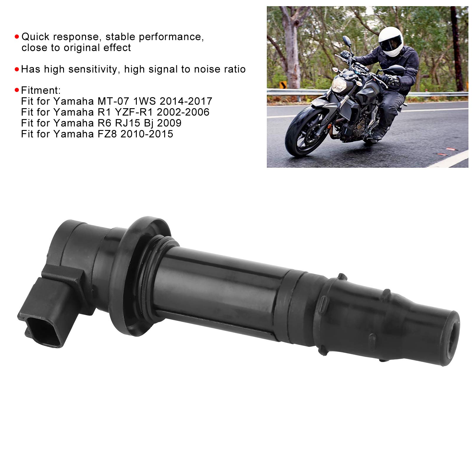 Aramox Cewki Zapłonowe, 4 Sztuki, Czarne, Urządzenie Zapłonowe Przeciw Zakłóceniom, Kompatybilne z MT-07 1WS R1 YZF-R1 R6 RJ15 Bj FZ8