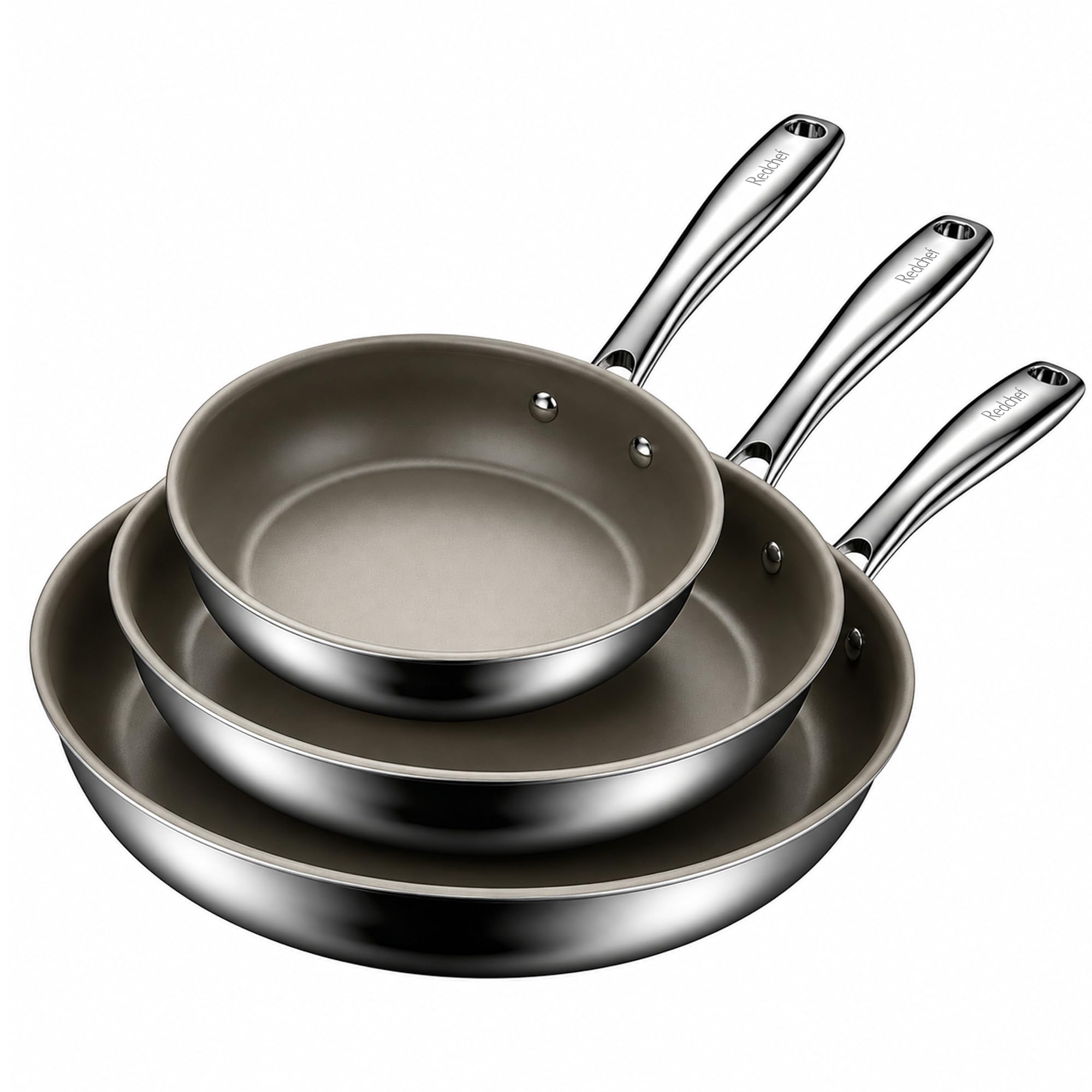 Redchef Titanium Ceramic Nonstick Frying Pan 8, 9.5 & 11" Frying Pans Set | Ti-Ceramics™ Tech ,1.5M Abrasion Cycles ,Compatible with All Cooktops