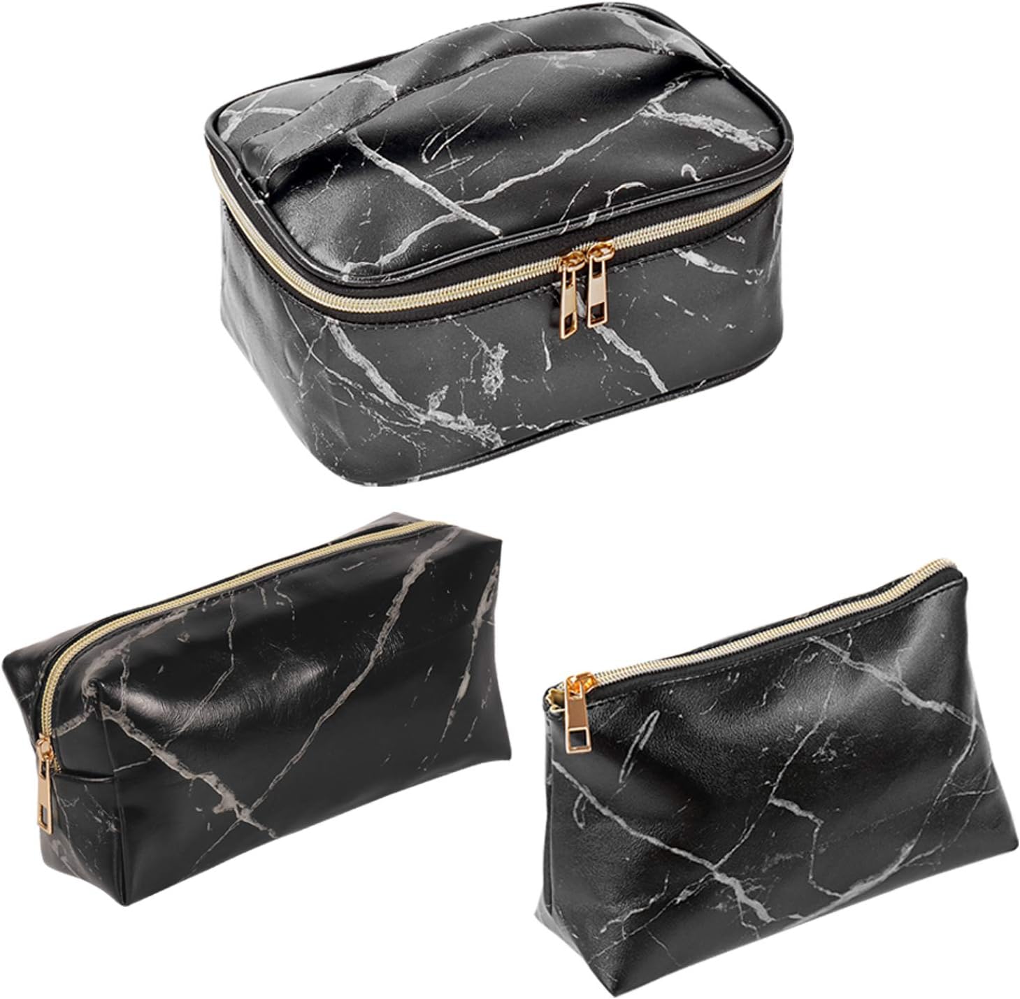 SUBANG 3 Pack Marble Makeup Bag Toiletry Bag Travel Bag Portable Cosmetic Bag Makeup Brushes Bag Waterproof Organizer Bag for Women Girls Men