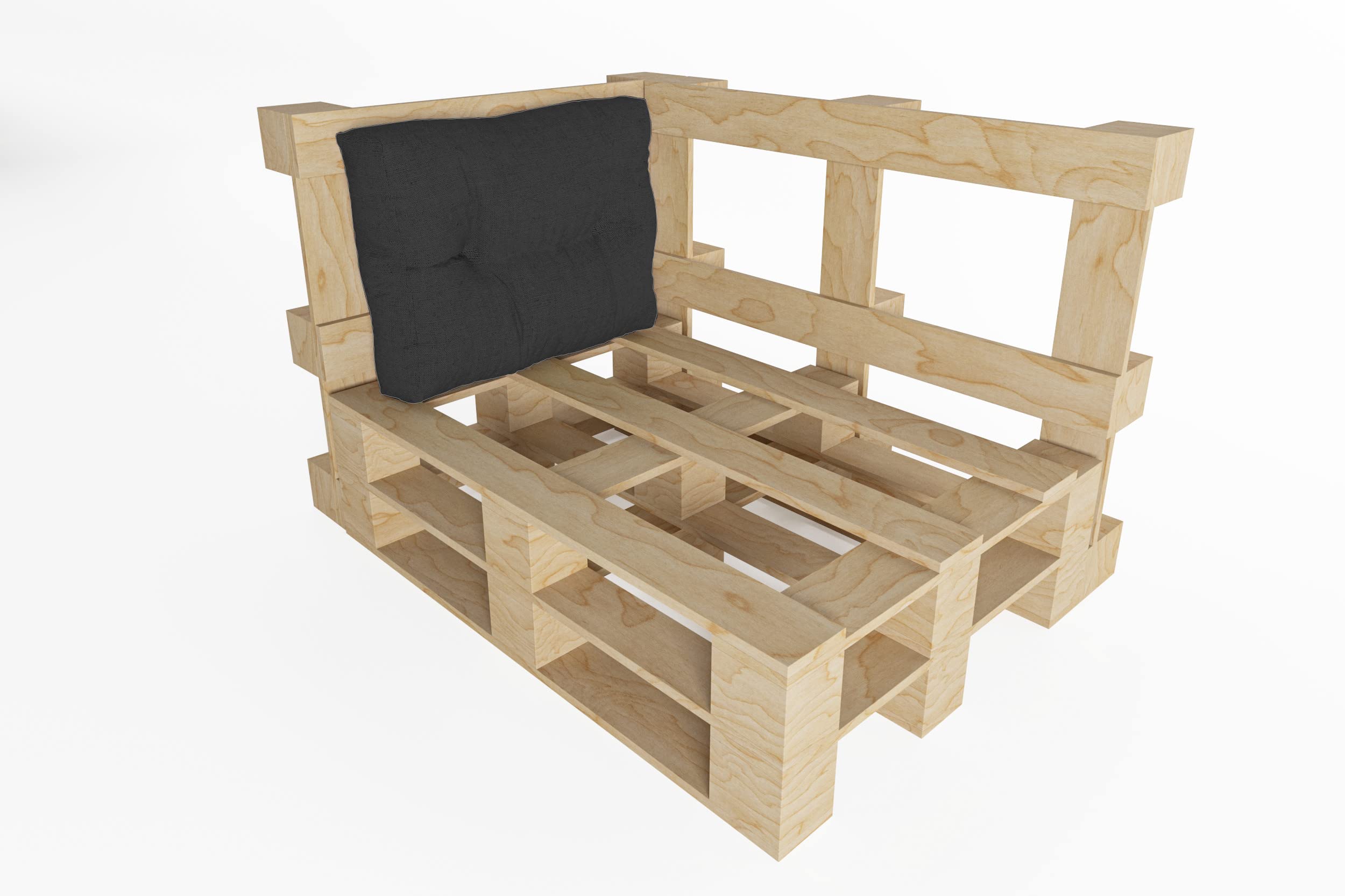 chilly pilley Almohadilla De Palet Copos De Espuma Cojín De Palet Tapicería De Palet Muebles De Palet Sofá De Palet Respaldo Acolchado Cojín del Asiento (cojín Lateral 65x50x15, Negro)