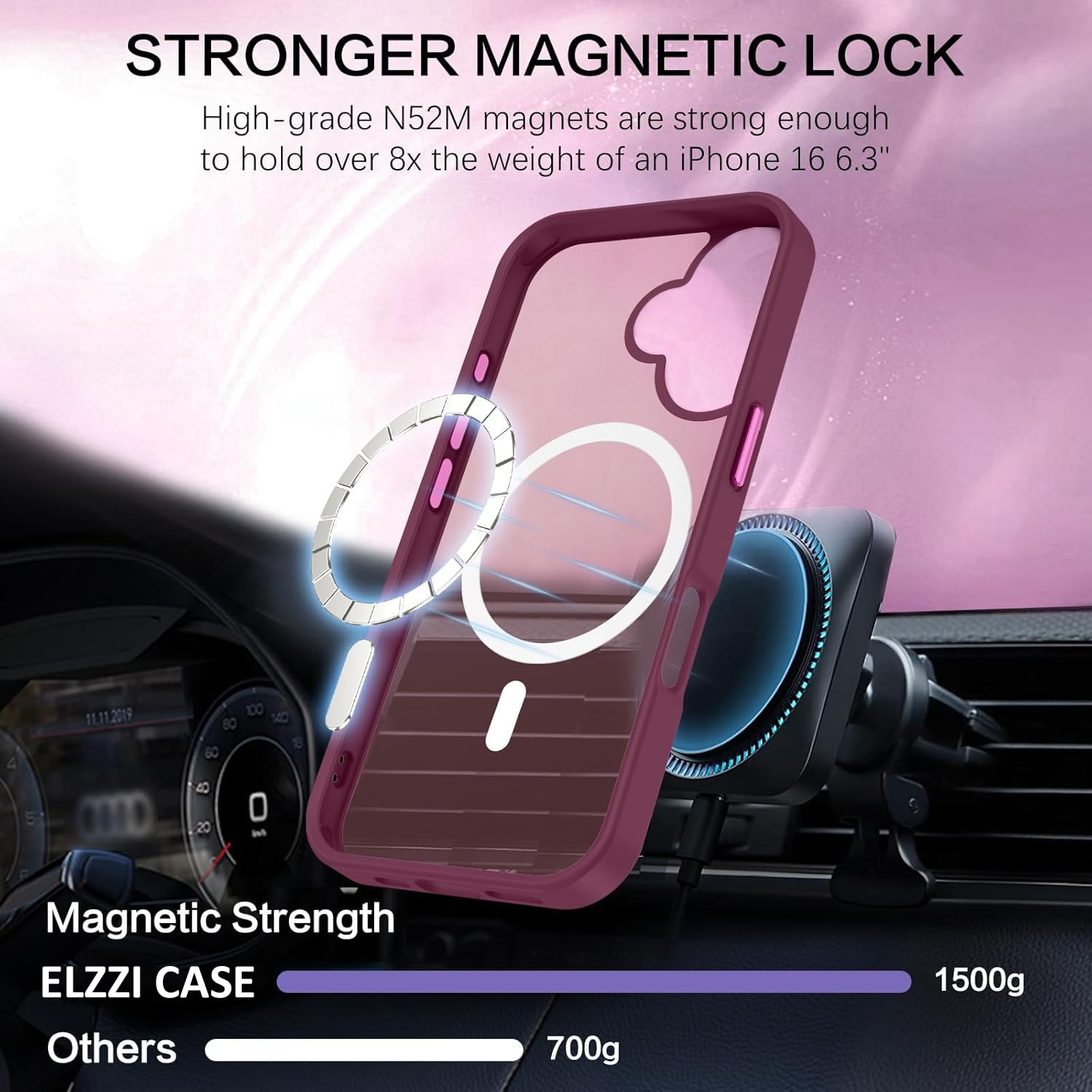 Elzzi Magsafe iPhone 16 Plus Case - Wine Red -6 Elzzi Magsafe iPhone 16 Plus Case - Wine Red -6