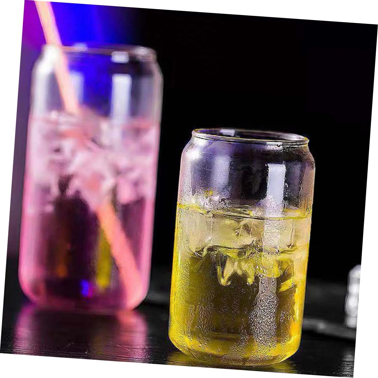 Zerodeko 6pcs Ring-pull Can Shaped Glass Cup Creative Cold Drink and Juice Beverage Glasses Heat-resistant Unique Design for Parties and Home Use