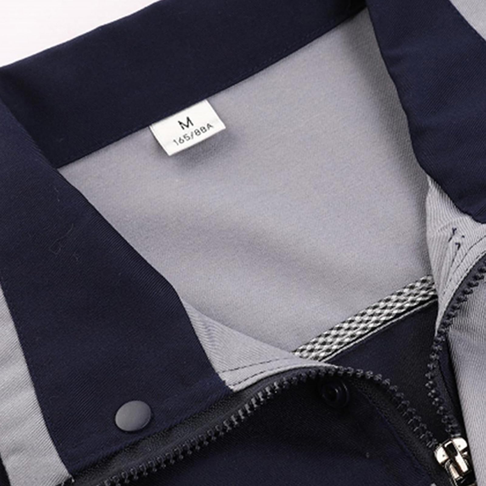 Combinaison À Manches Longues Zip-Front Coton Salopette Vêtements De Travail Veste & Pantalon Costume Avec Multi Poches