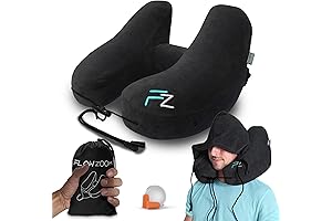 AIR Inflatable Flight Pillow - Hooded Neck Pillow for Airplanes and Long Flights